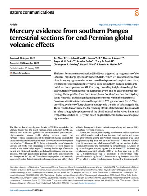 Mercury evidence from southern Pangea terrestrial sections for .